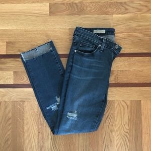 AG Denim🤍The Stevie Slim Straight distressed jean